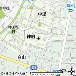 愛知県江南市大海道町（神明）周辺の地図