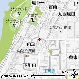 愛知県一宮市奥町内込43周辺の地図