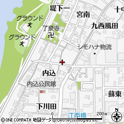 愛知県一宮市奥町内込38周辺の地図