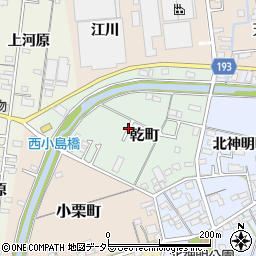 愛知県一宮市乾町周辺の地図