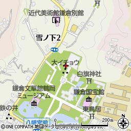 鶴岡八幡宮宝物殿周辺の地図