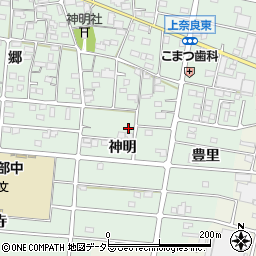 愛知県江南市上奈良町神明周辺の地図