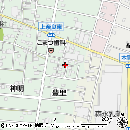 愛知県江南市上奈良町（豊里）周辺の地図