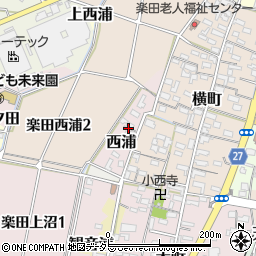 愛知県犬山市西浦周辺の地図