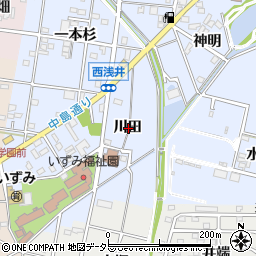 愛知県一宮市浅井町西浅井川田周辺の地図
