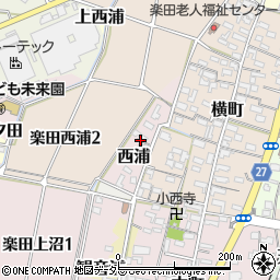 愛知県犬山市西浦周辺の地図