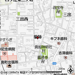 愛知県一宮市奥町薬師周辺の地図