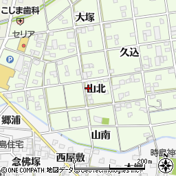 愛知県一宮市瀬部山北周辺の地図