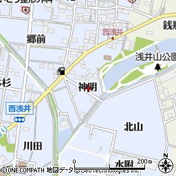 愛知県一宮市浅井町西浅井神明周辺の地図