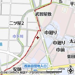 愛知県犬山市羽黒新田武智屋敷周辺の地図