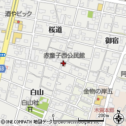 愛知県江南市赤童子町桜道周辺の地図