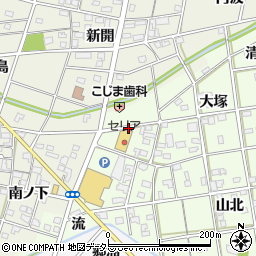 愛知県一宮市瀬部西山周辺の地図