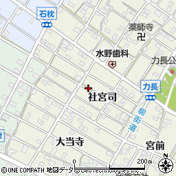 愛知県江南市力長町社宮司周辺の地図
