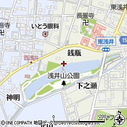 愛知県一宮市浅井町東浅井銭瓶周辺の地図