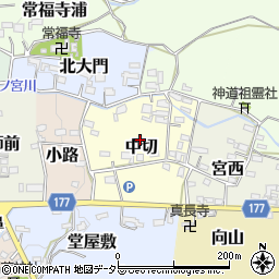 愛知県犬山市中切周辺の地図