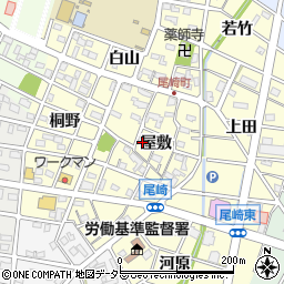愛知県江南市尾崎町屋敷周辺の地図