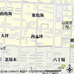 愛知県一宮市木曽川町門間西大坪周辺の地図