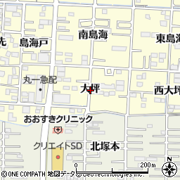 愛知県一宮市木曽川町門間大坪周辺の地図