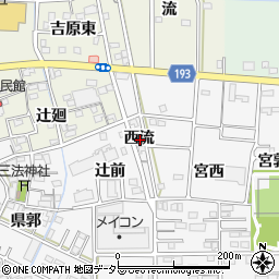 愛知県一宮市木曽川町三ツ法寺西流周辺の地図