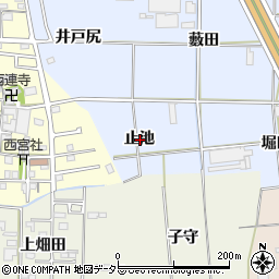 愛知県一宮市高田止池周辺の地図