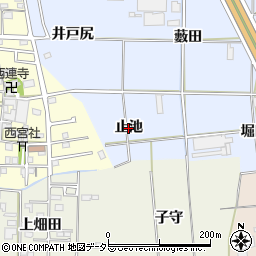 愛知県一宮市高田（止池）周辺の地図