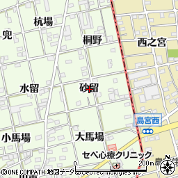 愛知県一宮市瀬部砂留周辺の地図