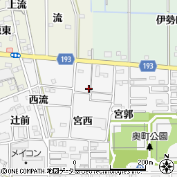 愛知県一宮市木曽川町三ツ法寺東流周辺の地図