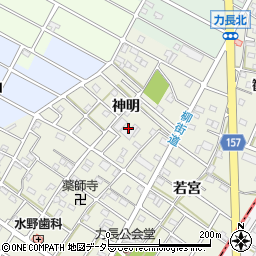 愛知県江南市力長町神明周辺の地図