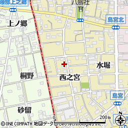 愛知県江南市島宮町（西之宮）周辺の地図