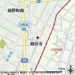 愛知県江南市力長町観音寺周辺の地図
