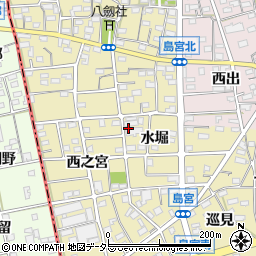愛知県江南市島宮町（水堀）周辺の地図