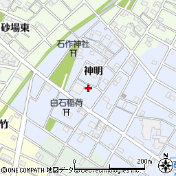 愛知県江南市石枕町神明周辺の地図