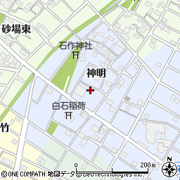 愛知県江南市石枕町（神明）周辺の地図