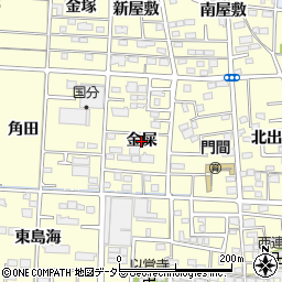 愛知県一宮市木曽川町門間（金屎）周辺の地図