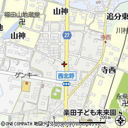 愛知県犬山市西北野周辺の地図