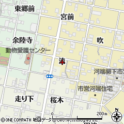 愛知県一宮市浅井町河端流周辺の地図