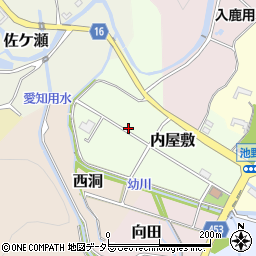愛知県犬山市内屋敷周辺の地図