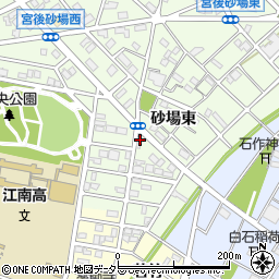 愛知県江南市宮後町砂場東周辺の地図