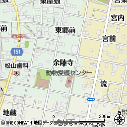 愛知県一宮市浅井町西海戸余陸寺周辺の地図
