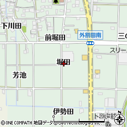 愛知県一宮市木曽川町外割田堀田周辺の地図
