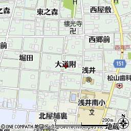 愛知県一宮市浅井町江森大道附周辺の地図
