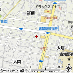 愛知県江南市古知野町（福寿）周辺の地図