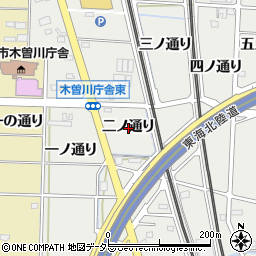 愛知県一宮市木曽川町黒田二ノ通り周辺の地図
