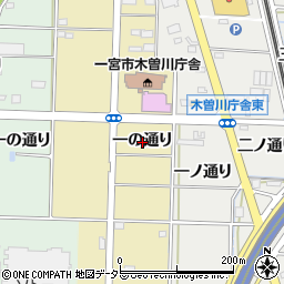 愛知県一宮市木曽川町内割田一の通り周辺の地図
