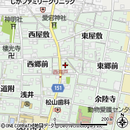愛知県一宮市浅井町西海戸中屋敷周辺の地図