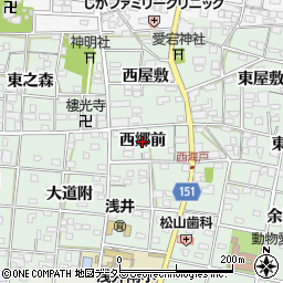 愛知県一宮市浅井町西海戸（西郷前）周辺の地図