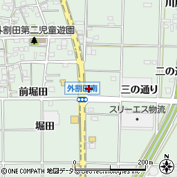 愛知県一宮市木曽川町外割田（勝橋川田）周辺の地図