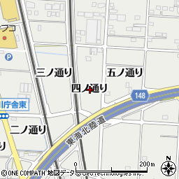 愛知県一宮市木曽川町黒田四ノ通り周辺の地図