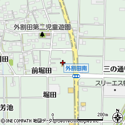 愛知県一宮市木曽川町外割田上堀田周辺の地図