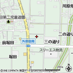 愛知県一宮市木曽川町外割田四の通り周辺の地図